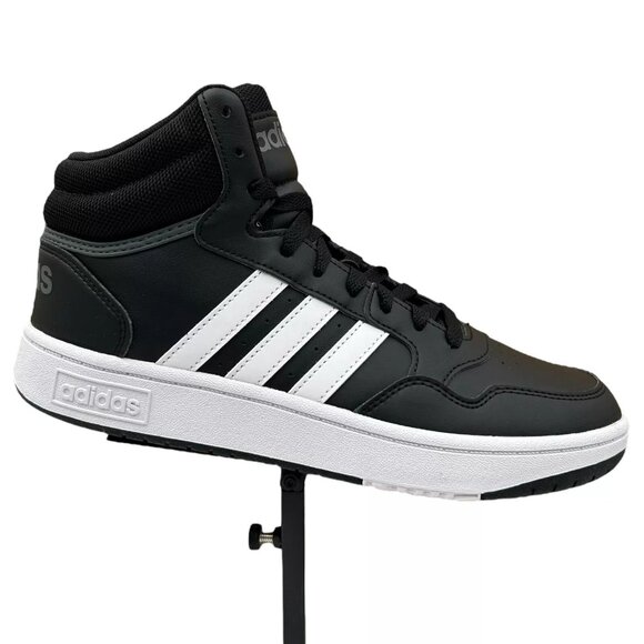 Adidas Hoops 3.0 Mid Top Youth Boys/Girls Basketball Sneaker Size 4 Black/White - Picture 1 of 13